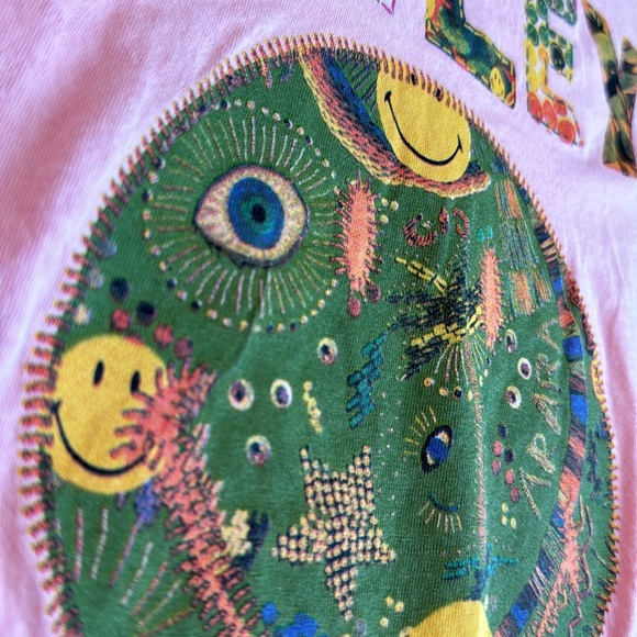 Farm Rio x Smiley T-Shirt Pink/Coral Size Small - Picture 6 of 13